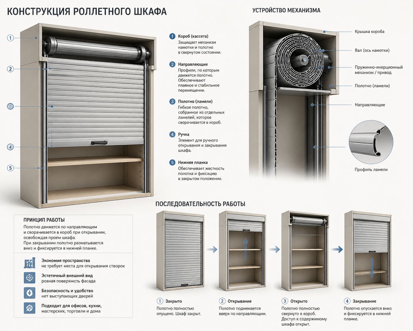 Конструкция роллетных шкафов